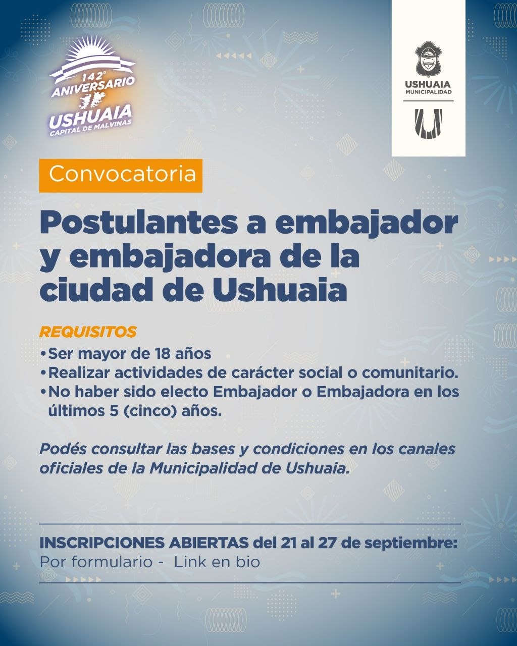 Se podrán postular candidatos y candidatas hasta el día domingo 27 de septiembre